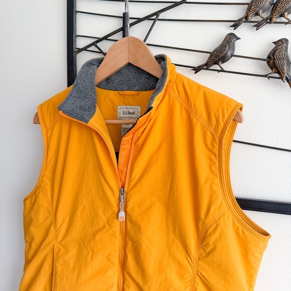 LL Bean Womens Yellow Fleece Lined Nylon Vest L Hiking Outdoor Layering Retro - Picture 2 of 10